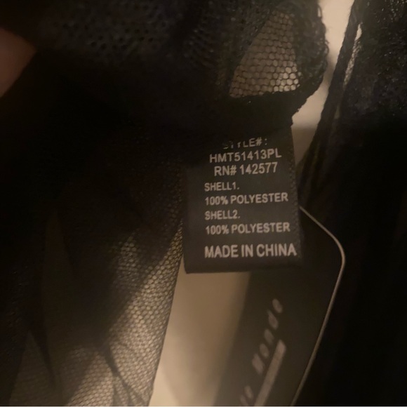 #HM135- NWT Haute Monde Black Sheer Mesh Blouse with Red Floral Design - Picture 7 of 7